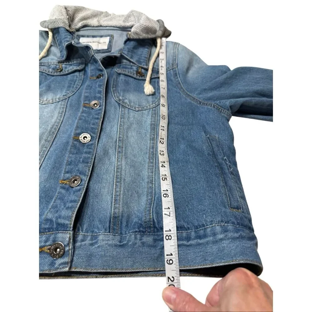 The Style Between Us blue denim jacket distinct grey hood Sz XL Juniors NWOT - Picture 6 of 7